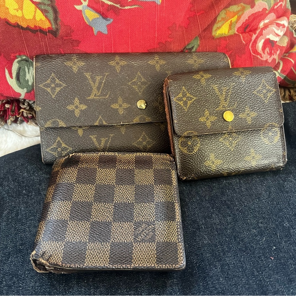 Louis Vuitton Monogram and Damier Wallet Trio